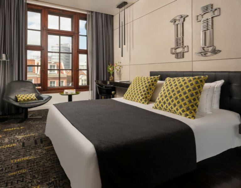 Stylish room at art'otel Amsterdam, where art meets luxury.