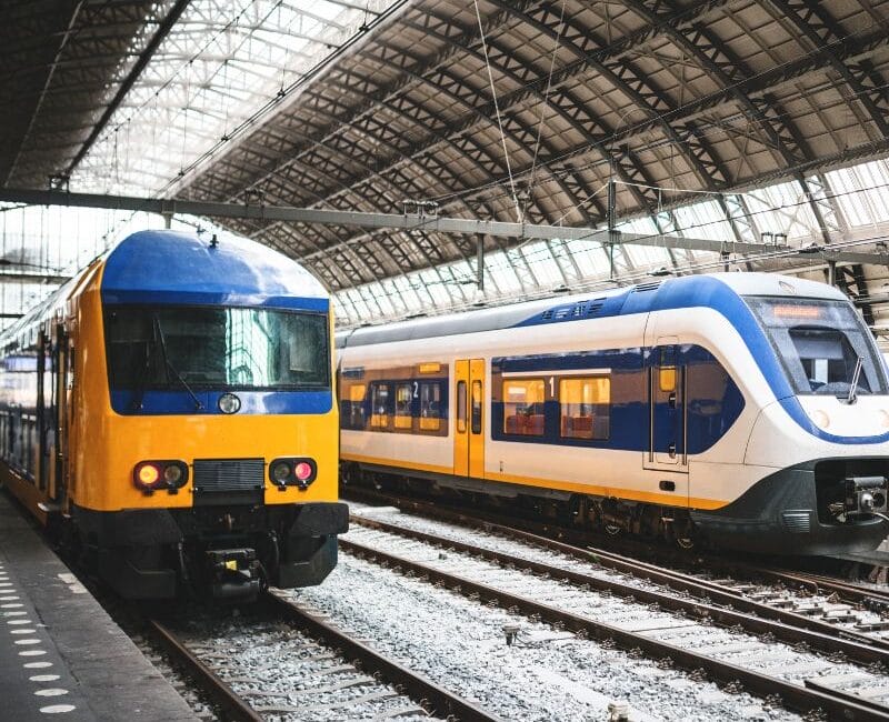 Amsterdam Central Station with its iconic architectural design and bustling atmosphere.