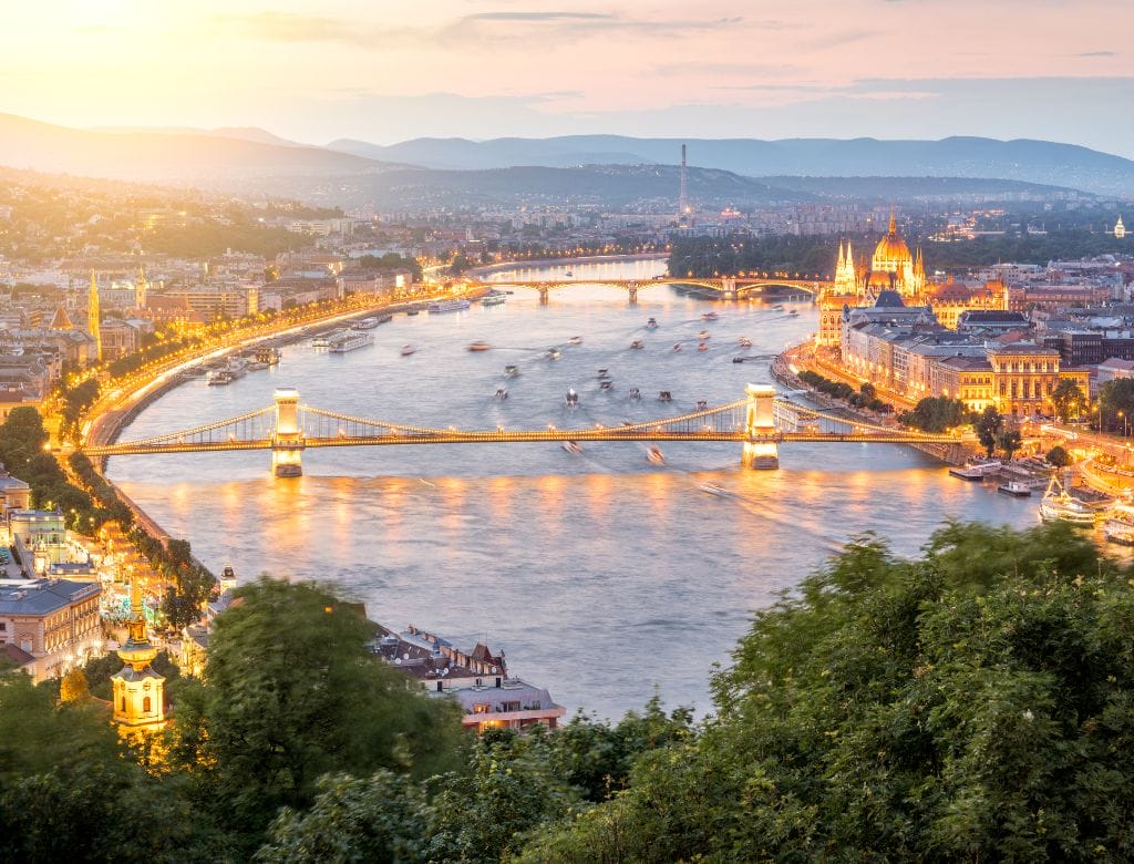 Evening ambiance on the Danube River during a cruise in Austria.