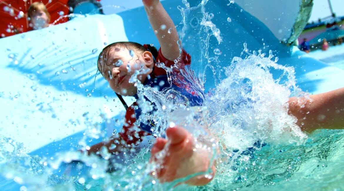 Child on a water slide at Europa-Park