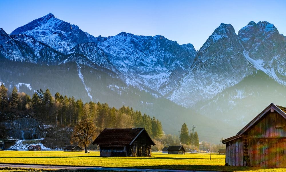 Stunning view of the Bavarian Alps near Garmisch-Partenkirchen