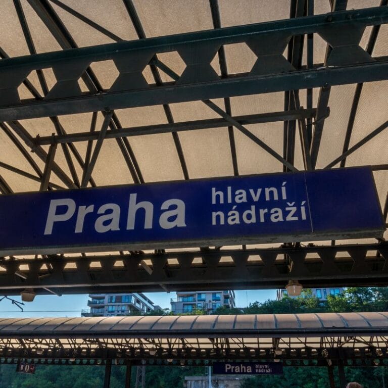 Train at Prague Hlavní Nádraží station ready for departure to Vienna