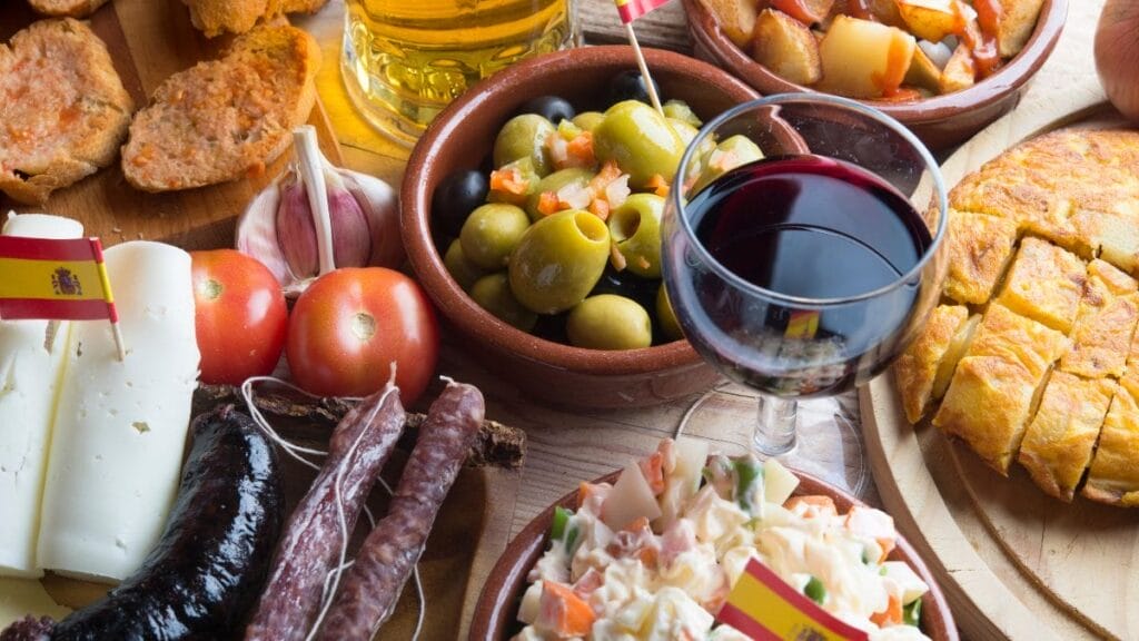 Assorted sustainable tapas dishes on a table