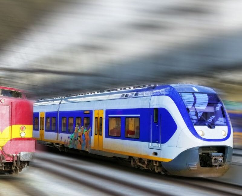 Thalys train at a station ready for departure