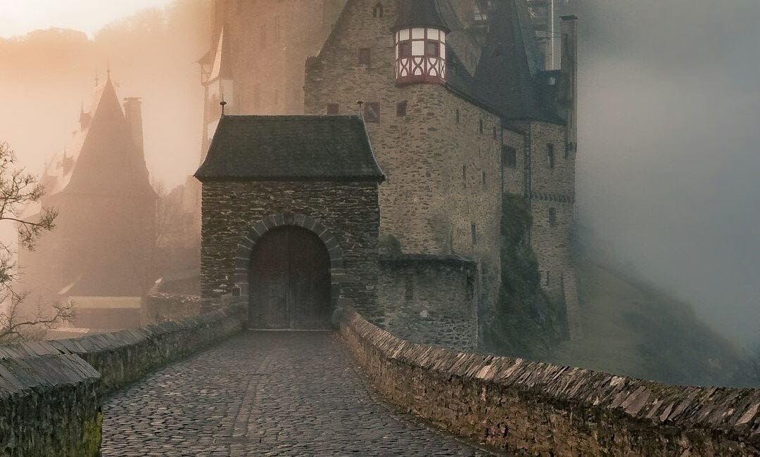 Burg Eltz, a well-preserved medieval castle in Germany, nestled in the hills above the Moselle River